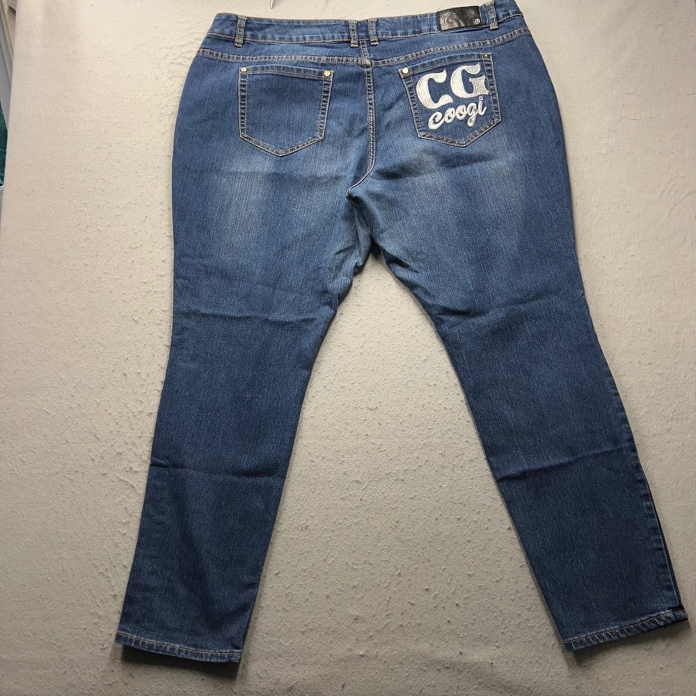 Coogi Denim Jeans Womens 24W Blue Embroidered Logo Straight Leg Stretch 1983